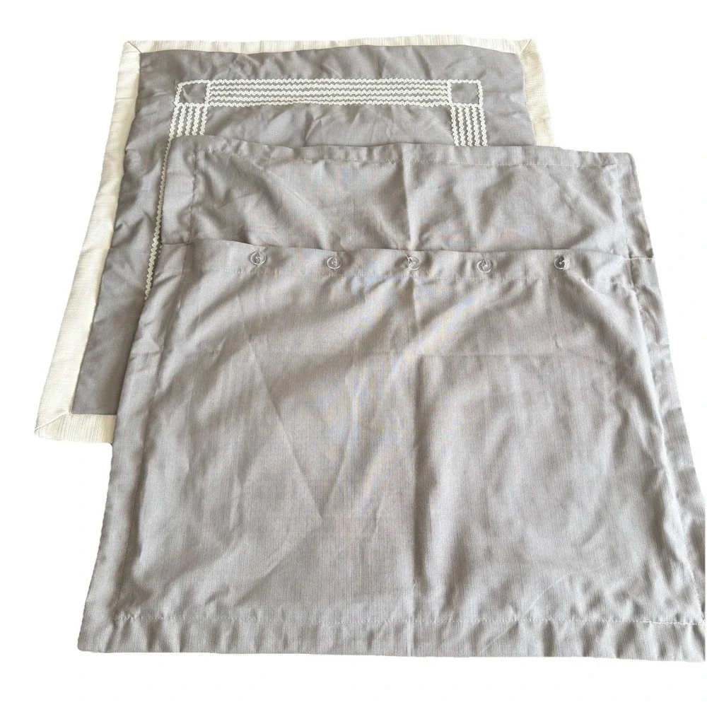 Madison Park Euro Shams Gray‎ With White Embroidered Trim 28 x 28 Set Of 2